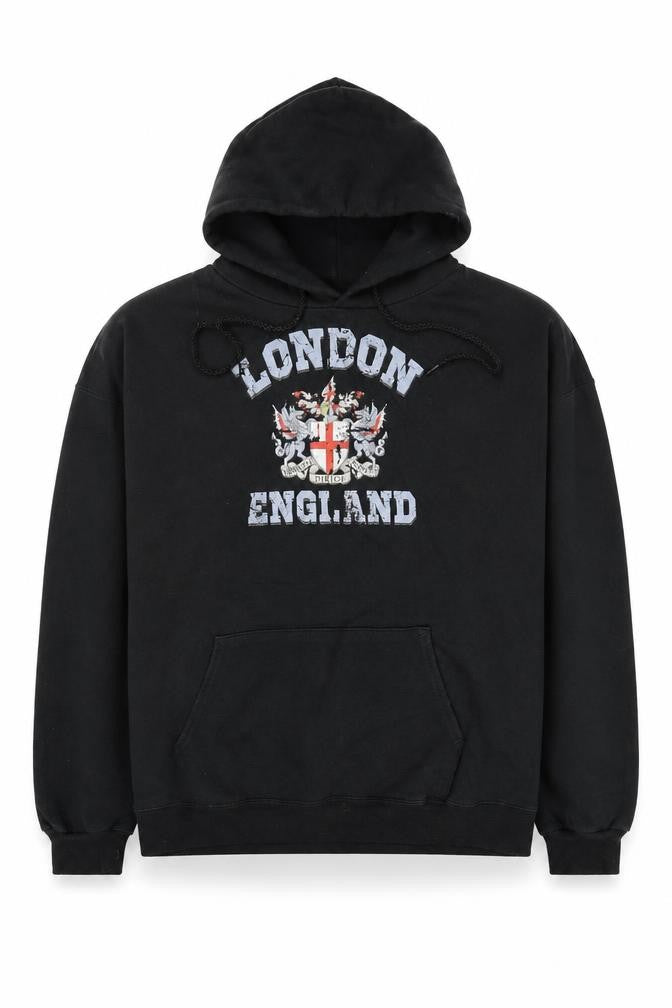 Hanes Men's Black London England Pullover Hoodie XL Fleece