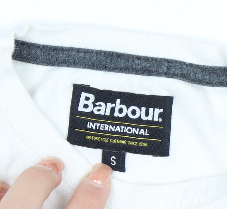Barbour International Boys White Long Sleeve Motorcycle Graphic T-Shirt Size S