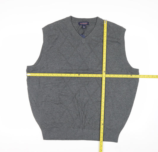 Roundtree & Yorke Men's Grey Cotton Argyle V-Neck Vest XL