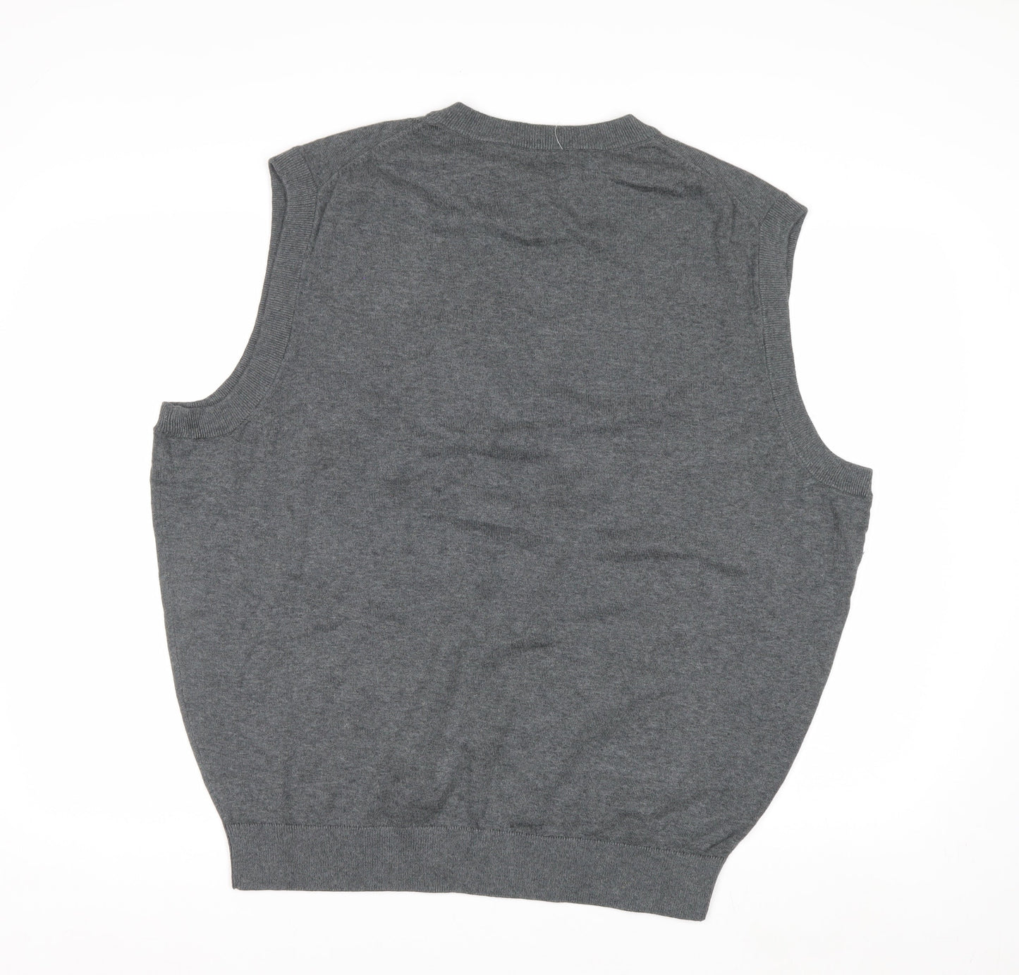 Roundtree & Yorke Men's Grey Cotton Argyle V-Neck Vest XL