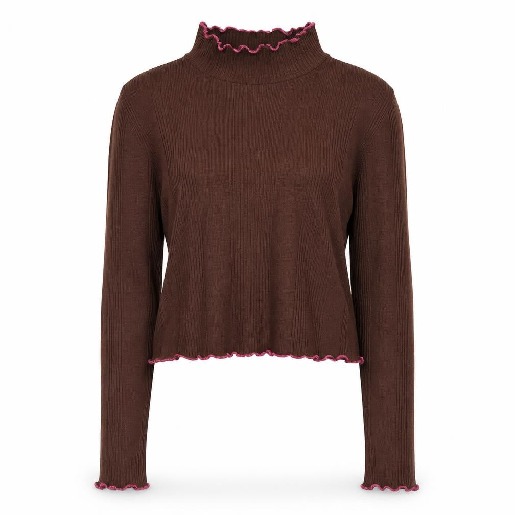 Vintage Women Brown Roll Neck Knit Jumper Size S Vintage Style