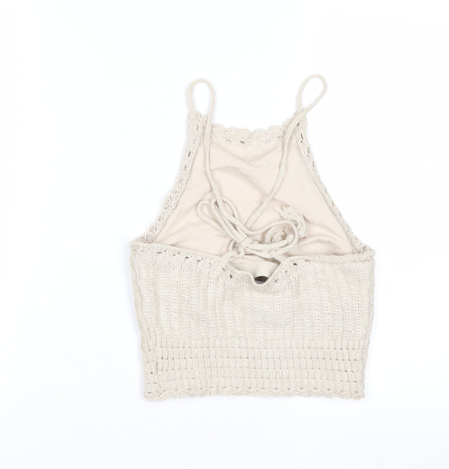 Hollister Women’s Beige Crochet Knit Sleeveless Vest XS