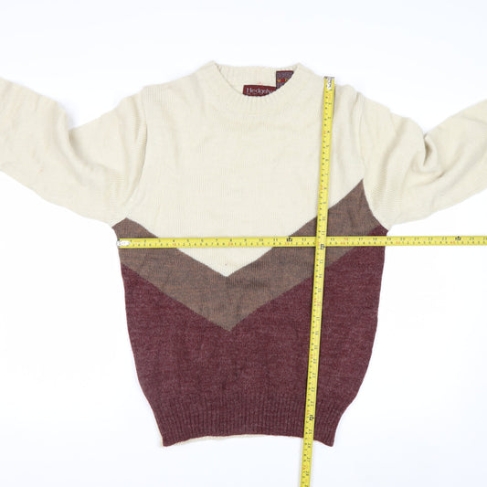 Hedgely Men's Beige Wool Blend Geometric Knit Jumper Size L