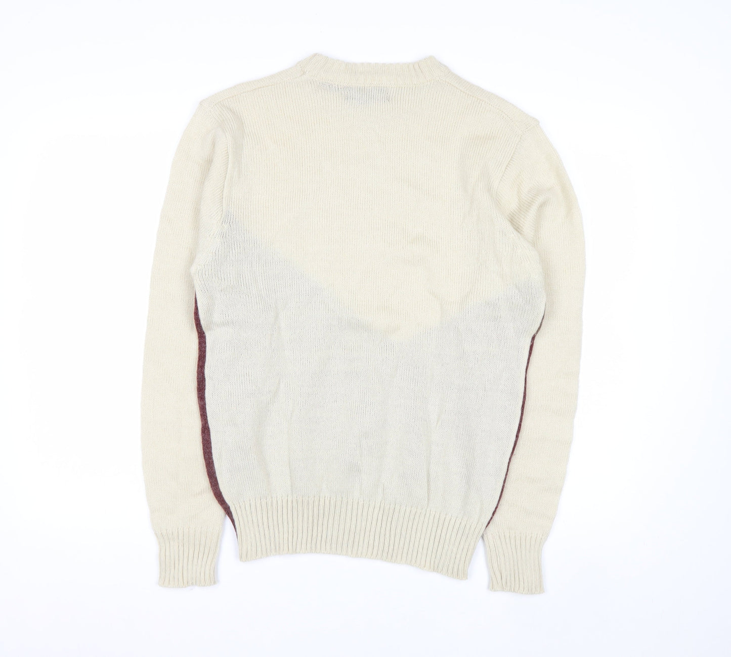 Hedgely Men's Beige Wool Blend Geometric Knit Jumper Size L