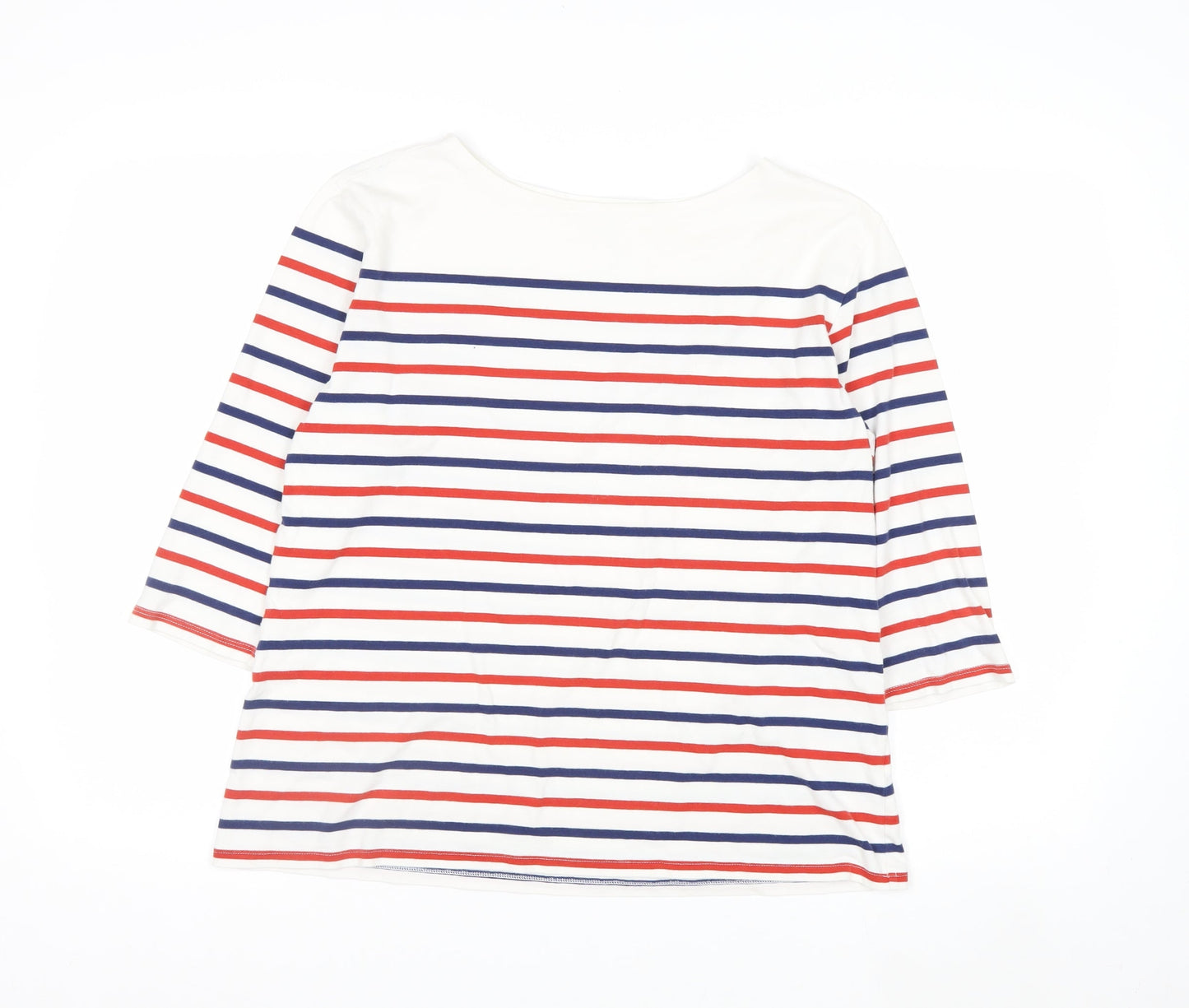 Seasalt Women’s Multicoloured Striped Sailor Top UK 14 3/4 Sleeve Cotton