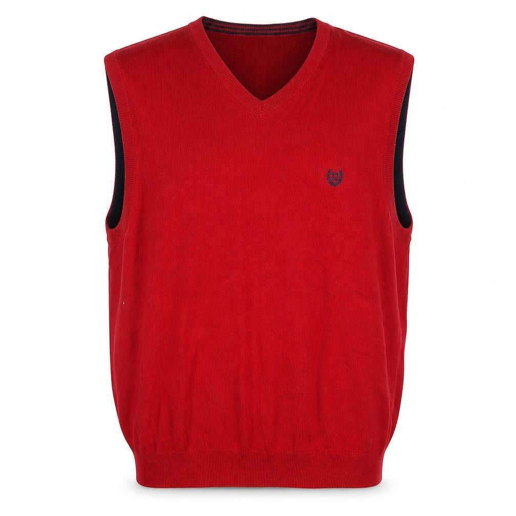 Chaps Men's Red Cotton Sleeveless V-Neck Knit Vest L Regular