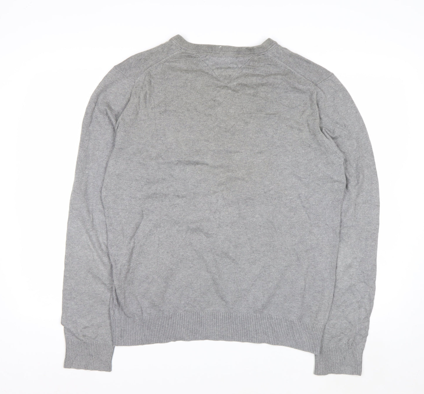 Tommy Hilfiger Men’s Grey V-Neck Cotton Cashmere Jumper M