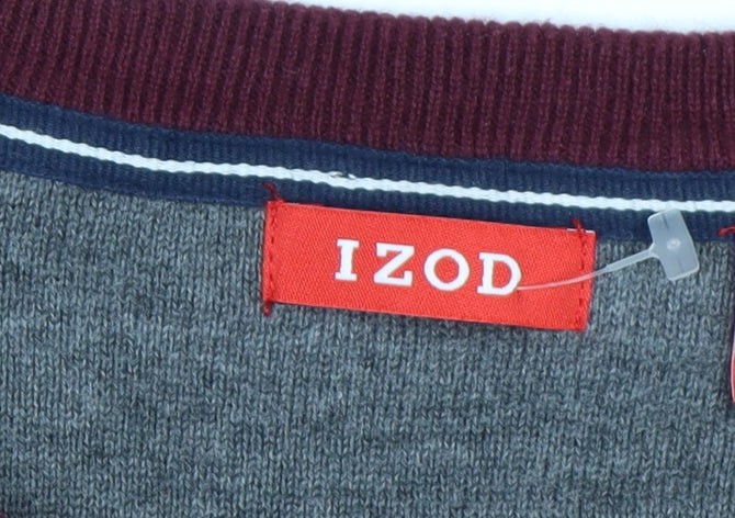 IZOD Men's Red V-Neck Cotton Pullover Jumper Size L