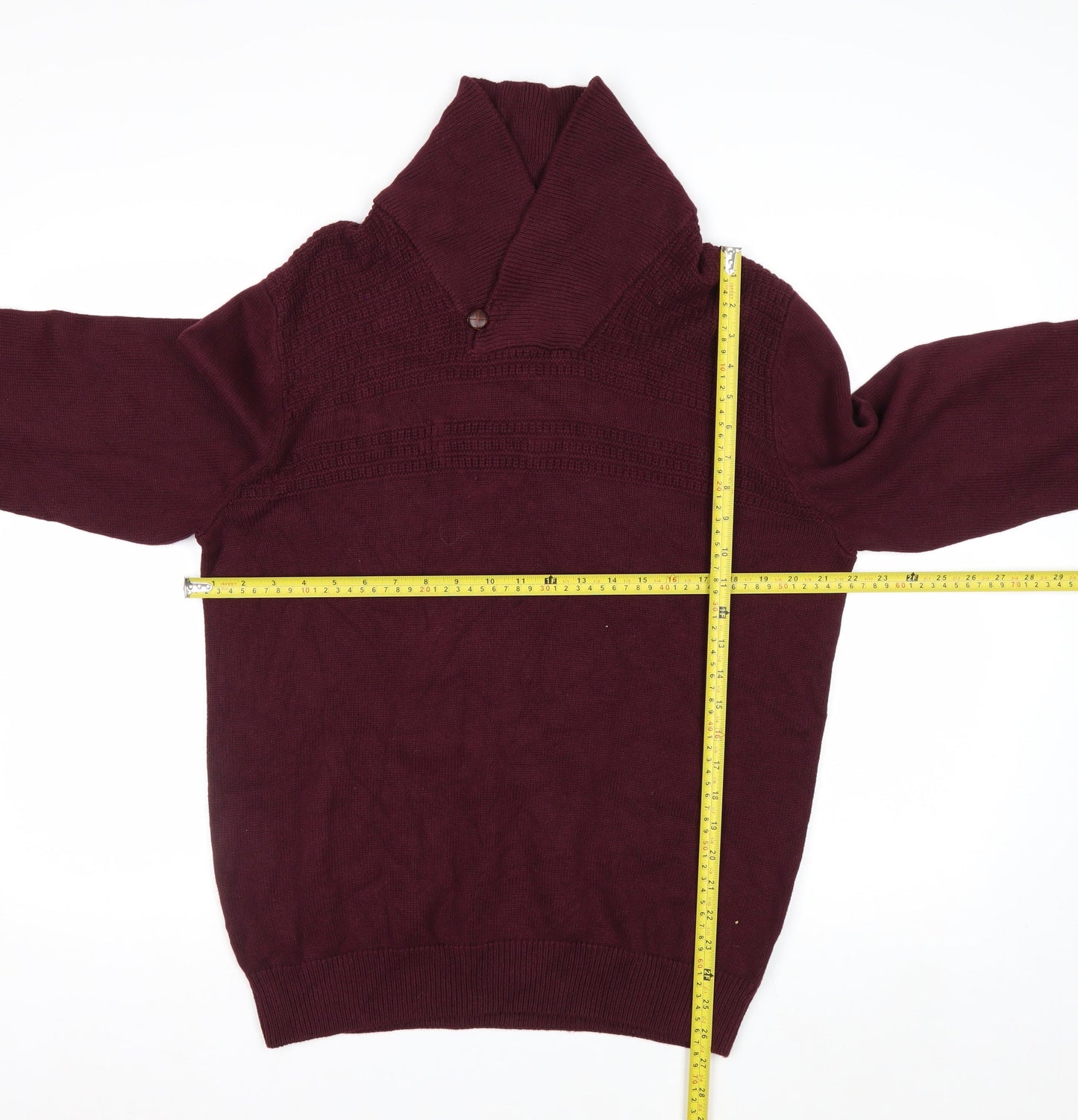 Chaps Men's Red Cotton Collared Pullover Jumper Size L