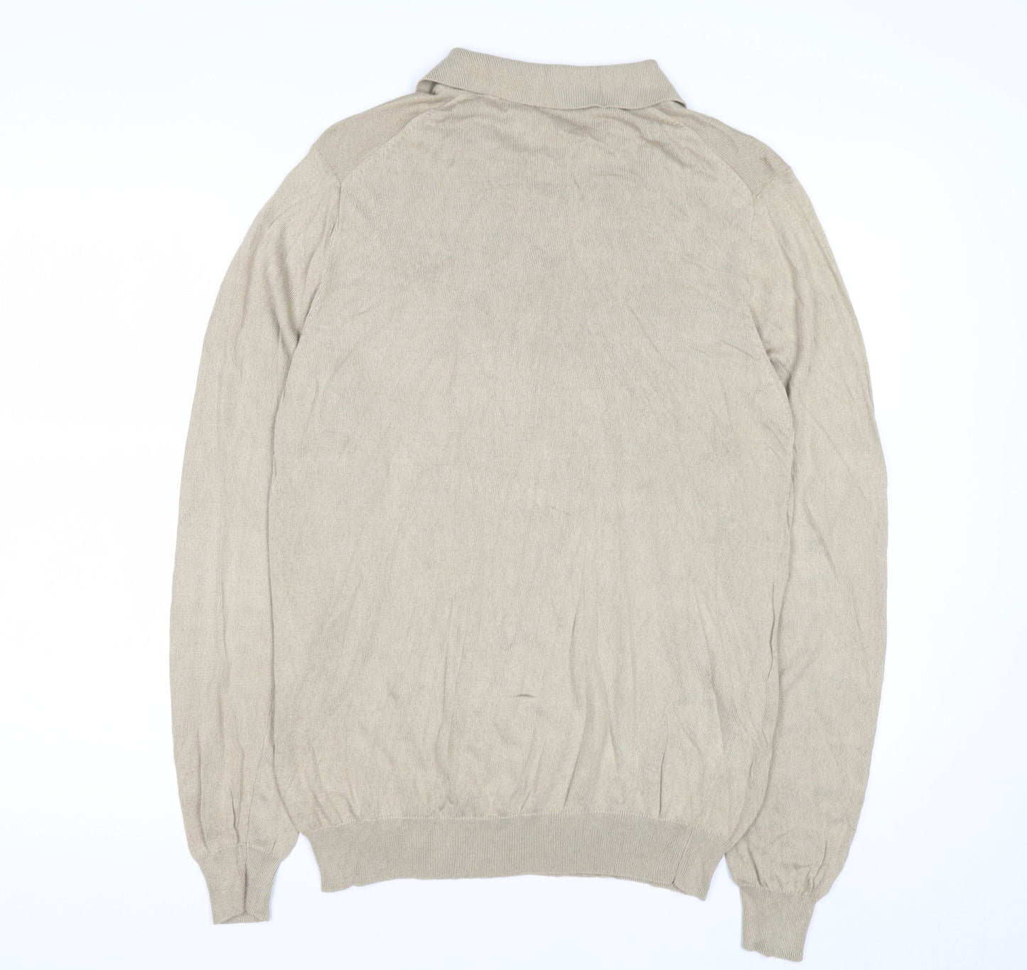 Jos. A. Bank Men’s Beige Silk Collared Henley Jumper M