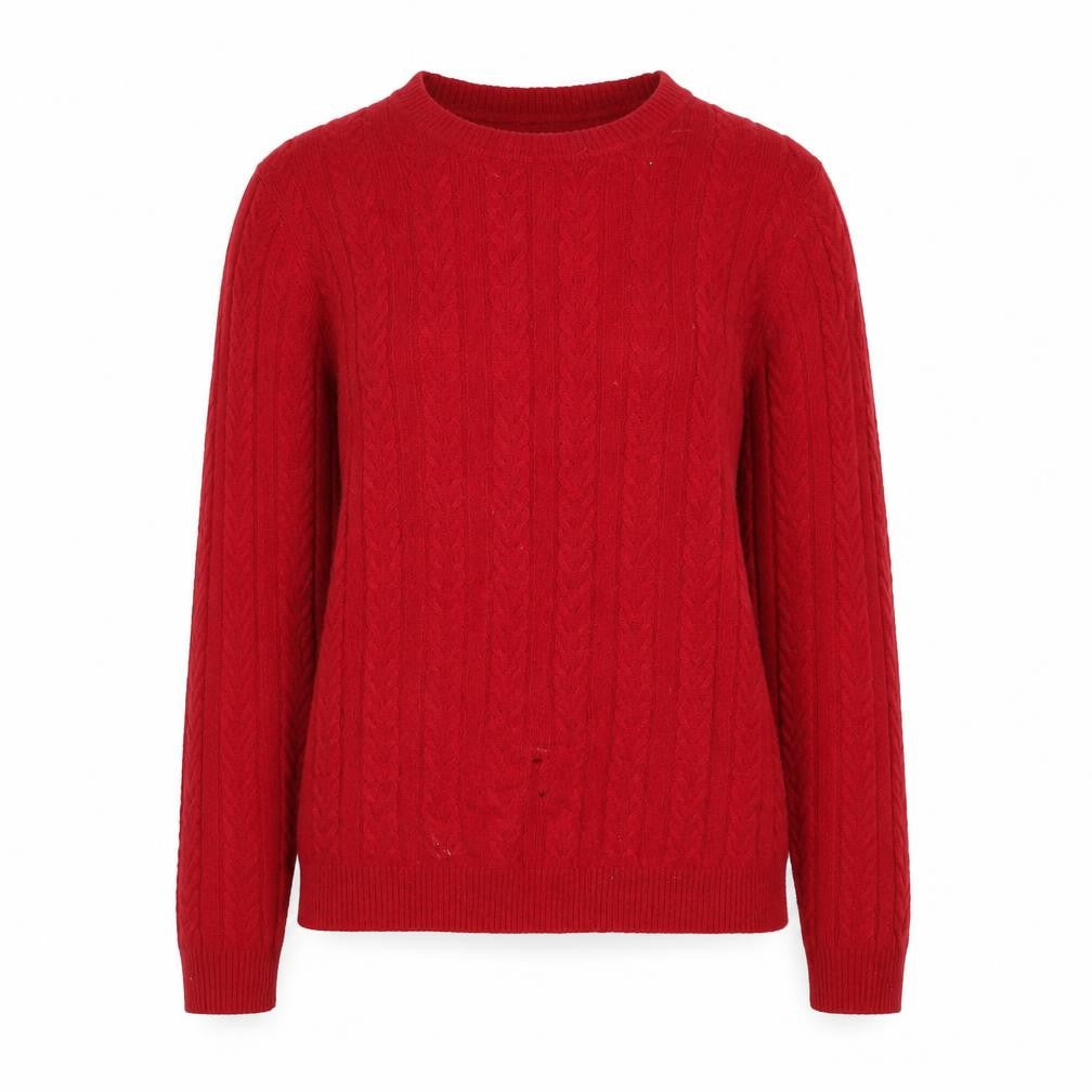 Max Studio Women Red 100% Cashmere Cable-Knit Jumper M