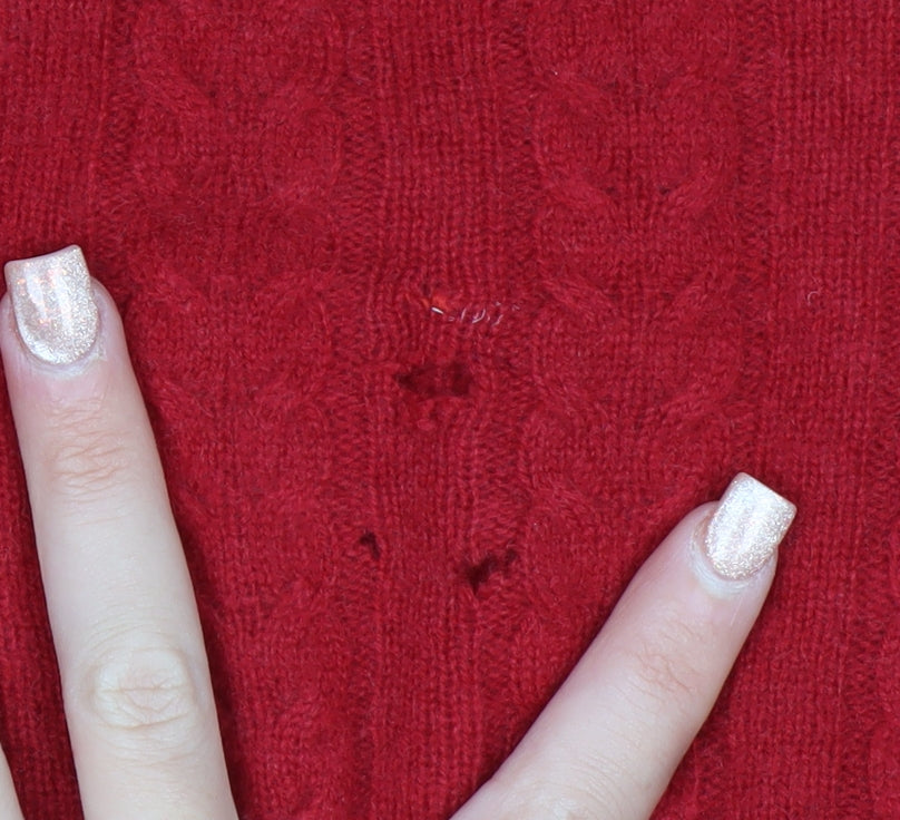 Max Studio Women Red 100% Cashmere Cable-Knit Jumper M