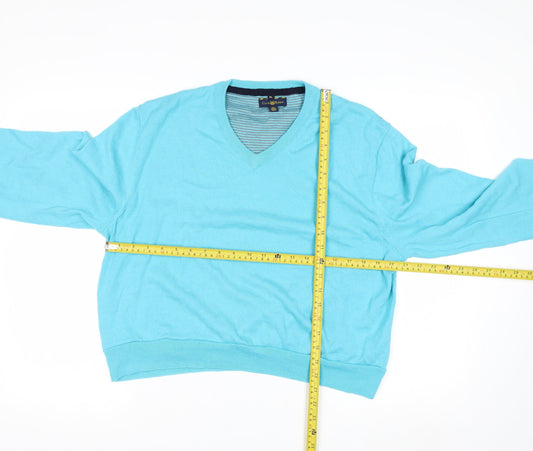 Club Room Men's Blue XL V-Neck Merino Wool Pullover Jumper