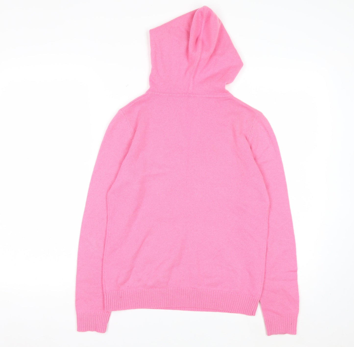 Wyse London Women Pink 100% Cashmere Hooded V-Neck Jumper Size S