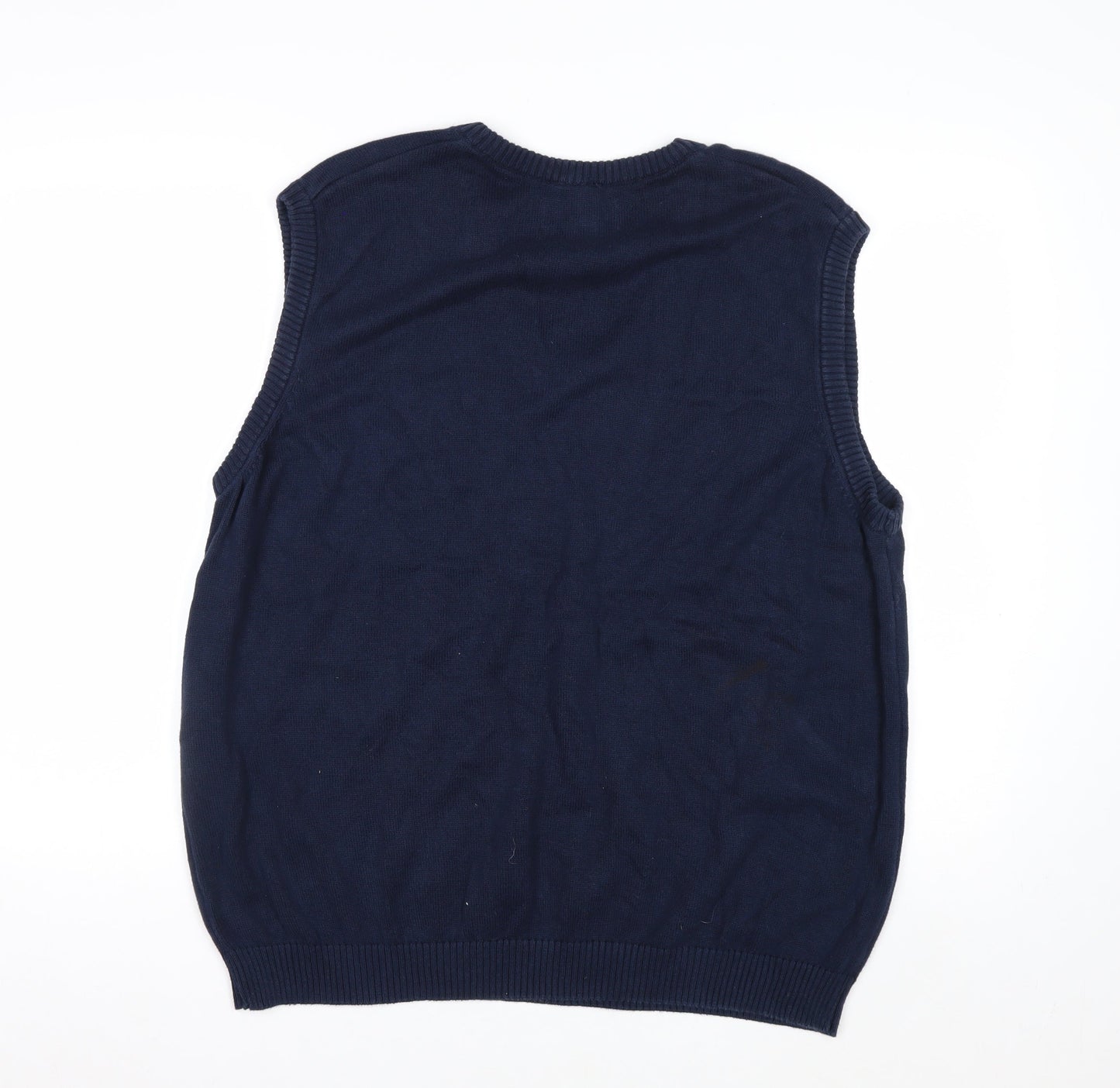 Chaps Men's Blue Cotton V-Neck Sleeveless Vest Jumper L