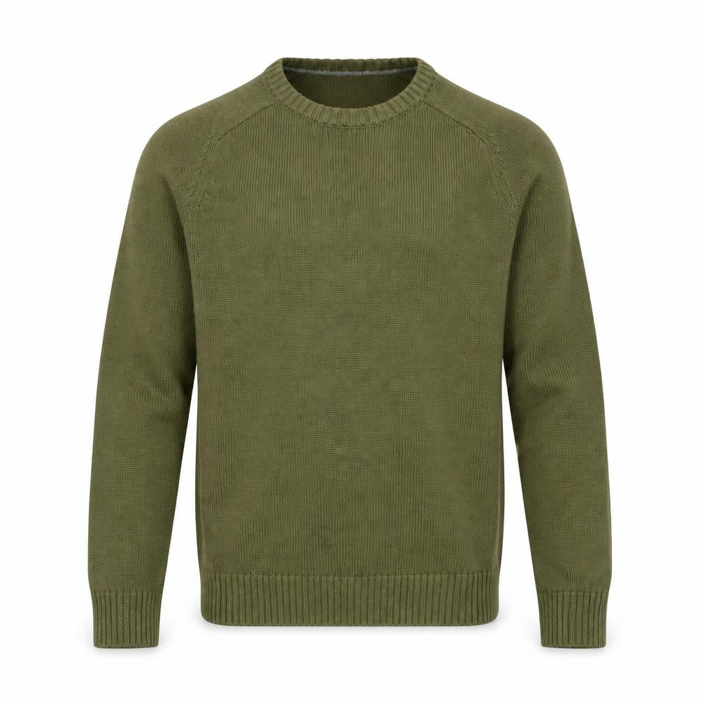 Lands' End Men's Green Cotton Crew Neck Pullover Jumper Size L