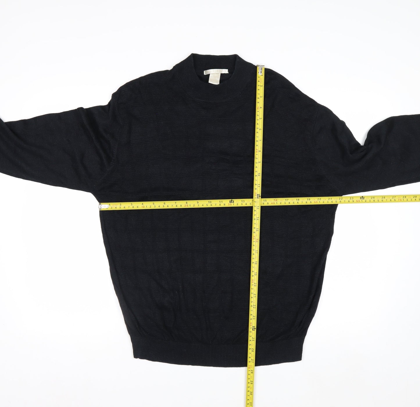 Perry Ellis Men's Black Silk Cotton Mock Neck Jumper XL