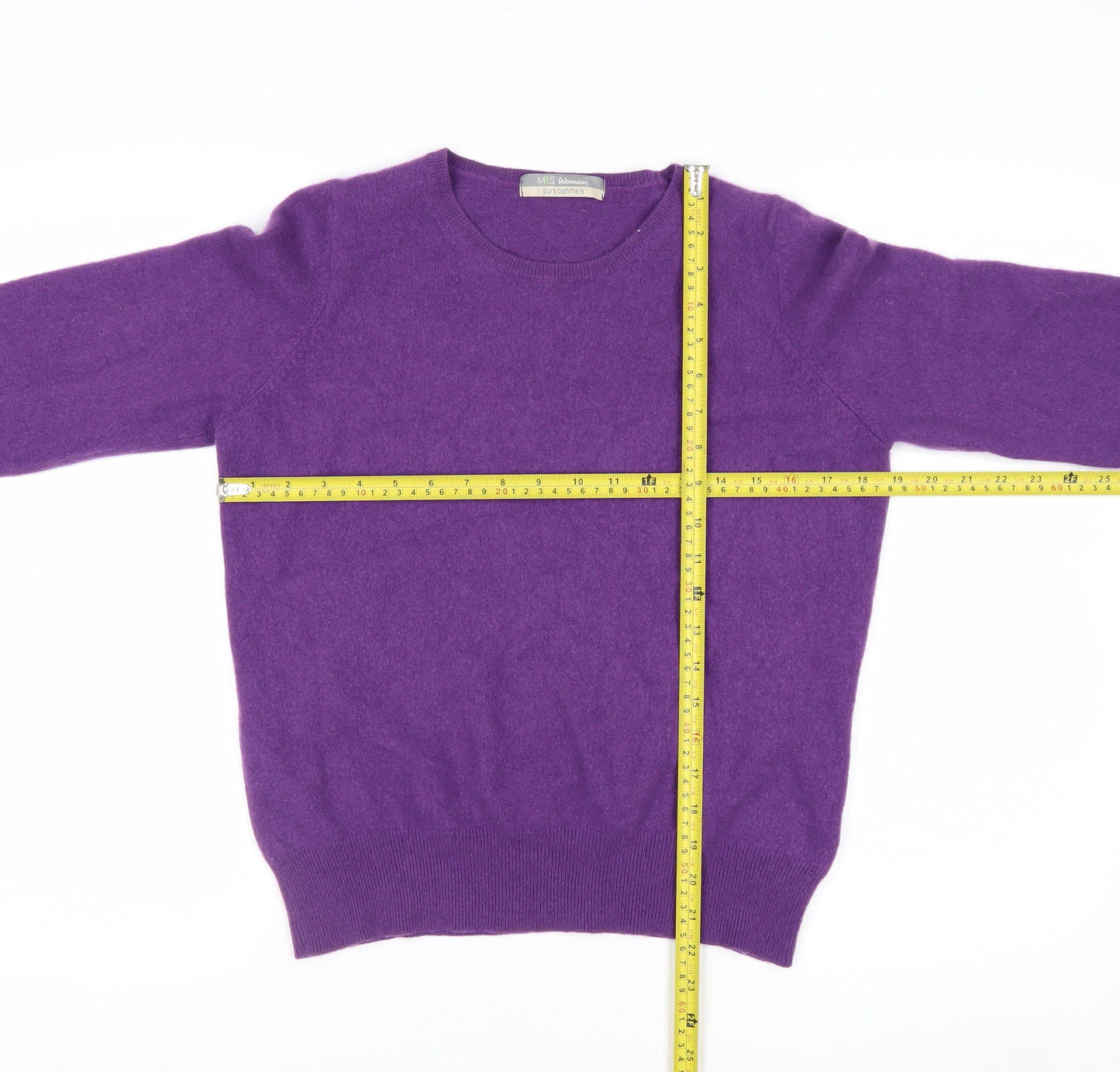 Marks and Spencer Women Purple 100% Cashmere Crew Neck Jumper Size 18