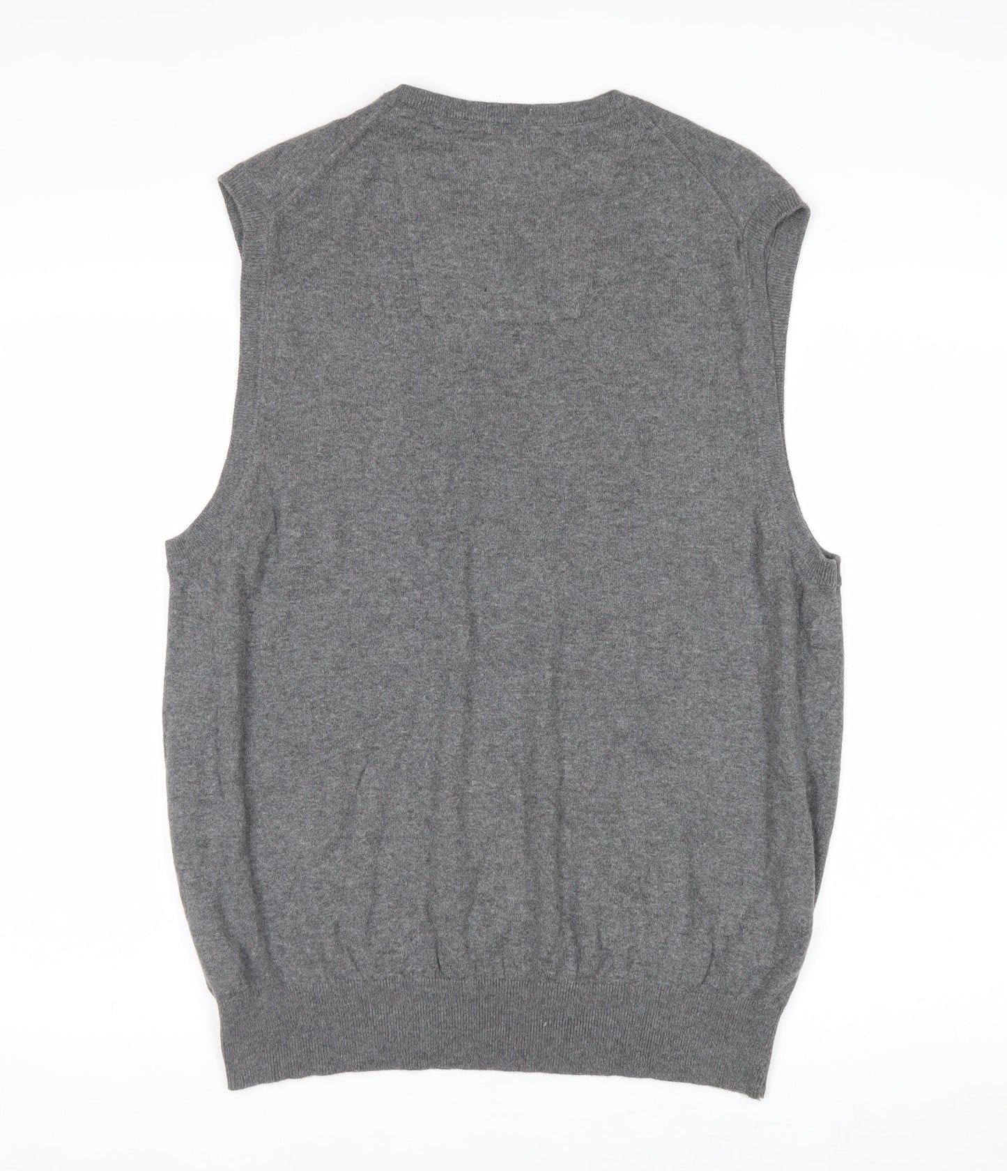 IZOD Men's Grey V-Neck Sleeveless Knit Vest L Cotton Blend