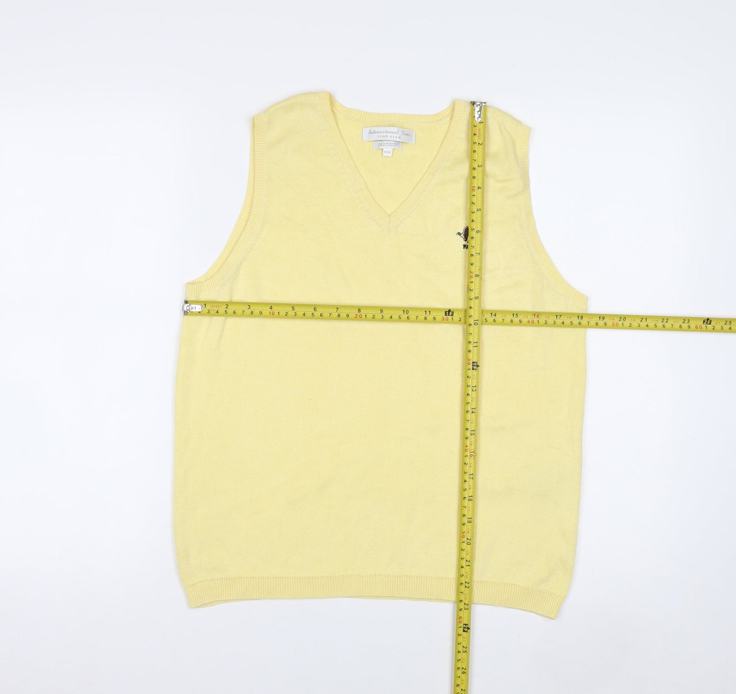IZOD Men's Yellow Cotton Sleeveless V-Neck Vest M Classic Fit