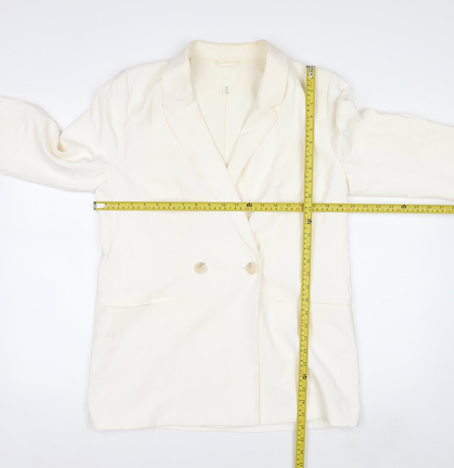 H&M Women’s Ivory Double-Breasted Blazer Jacket Size S