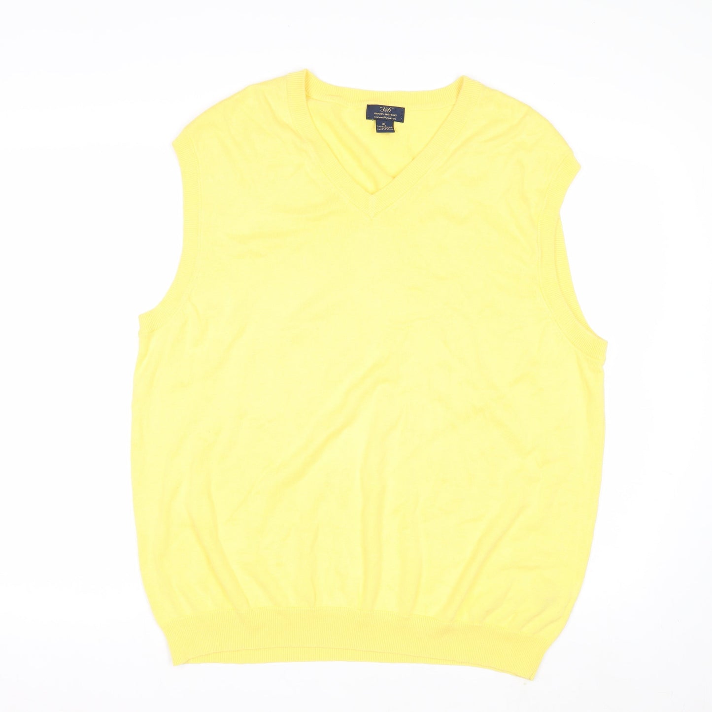 Brooks Brothers Men's Yellow Cotton V-Neck XL Sleeveless Vest