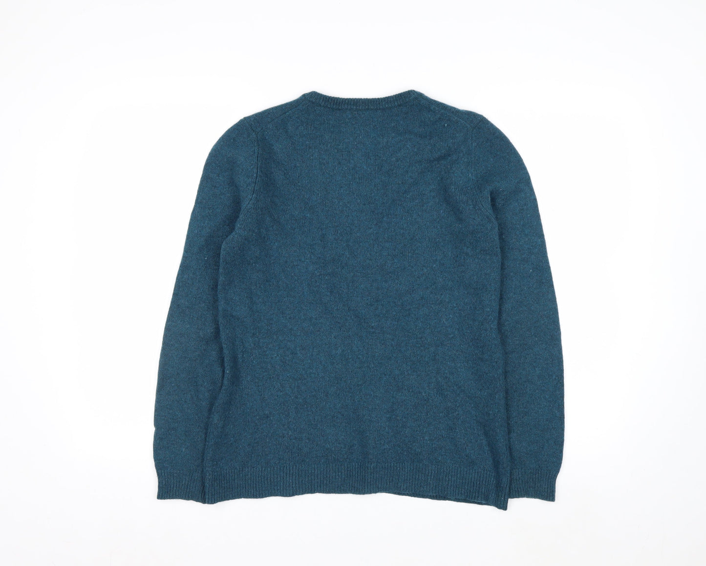 WoolOvers Women Blue 100% Lambswool V-Neck Jumper Size M
