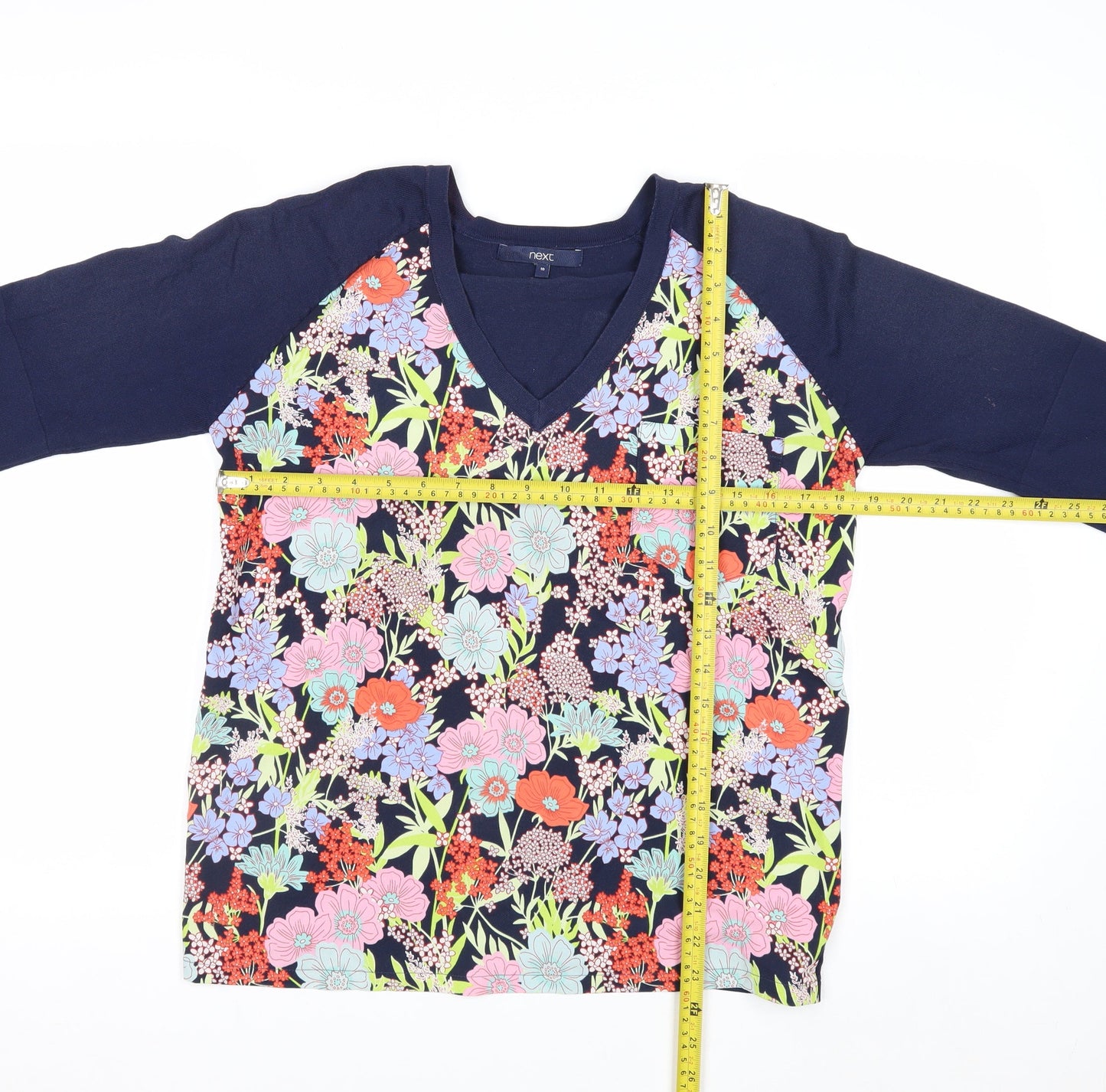 Next Women's Multicoloured Floral V-Neck Pullover Jumper Size 10
