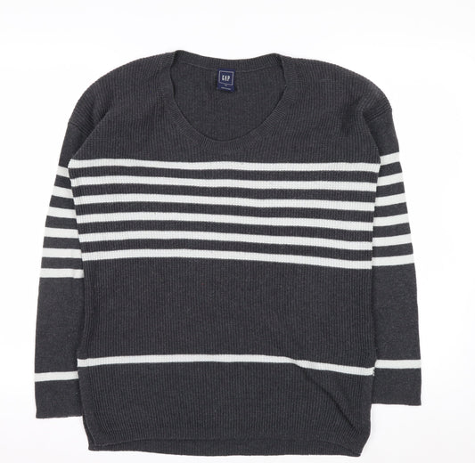 GAP Womens Grey Striped Knit Pullover Jumper XS