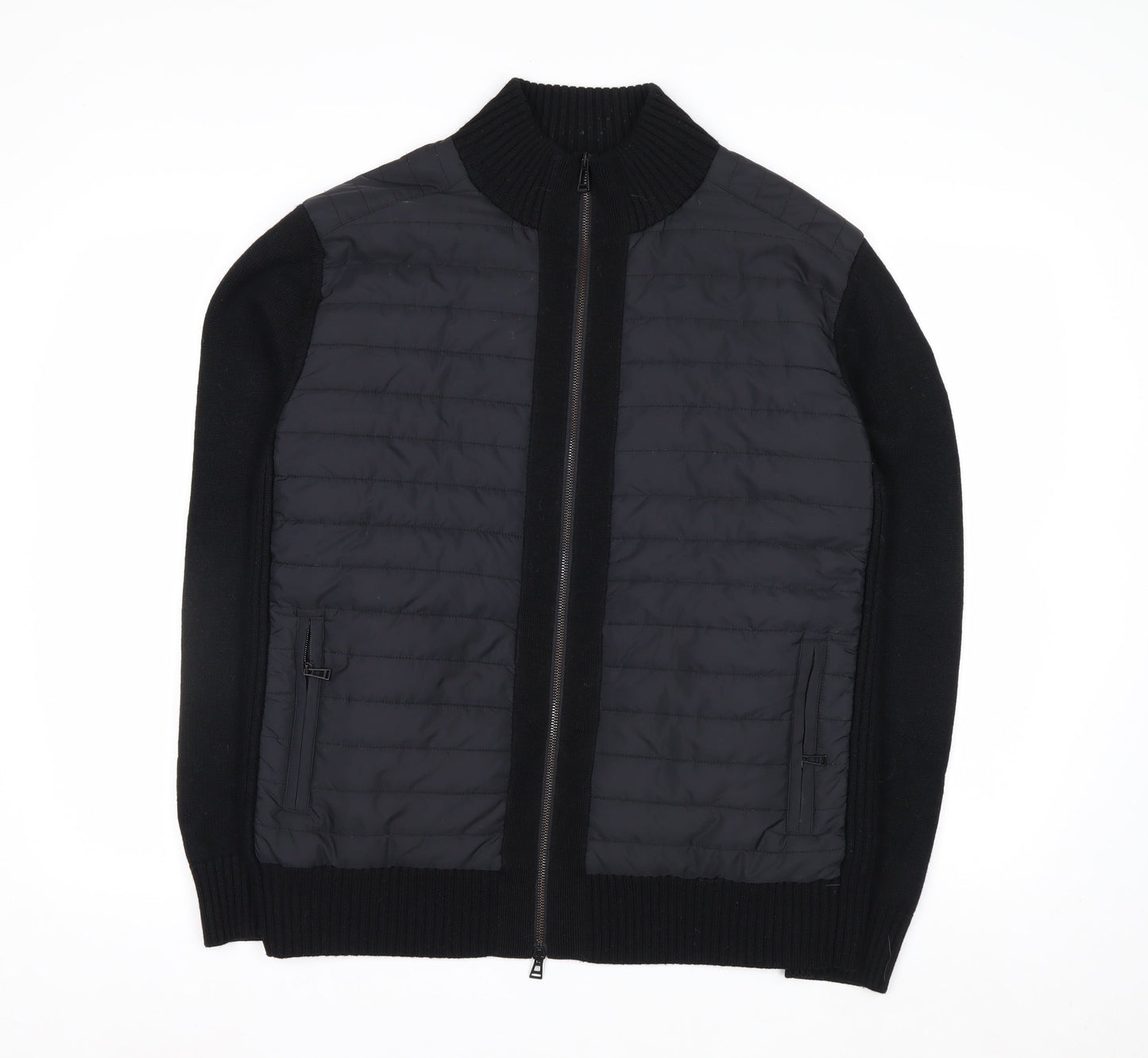 Belstaff Men's Black XL Wool Bomber Jacket with Zip Pockets