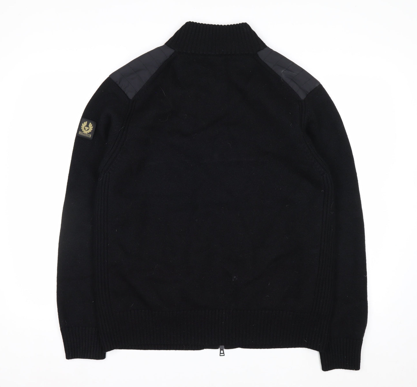 Belstaff Men's Black XL Wool Bomber Jacket with Zip Pockets