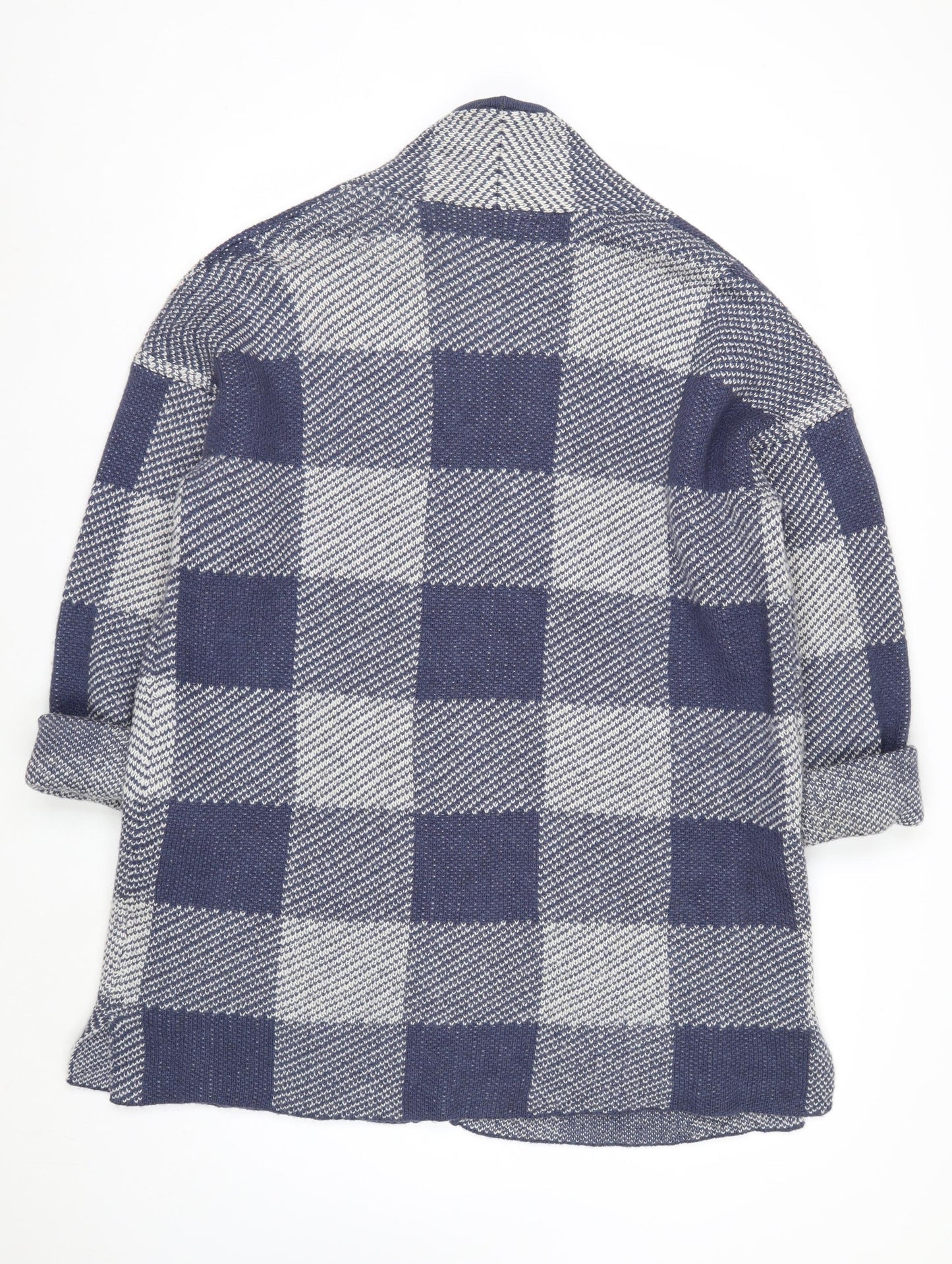 Next Men’s Blue Check Open Knit Cardigan L Wool Blend