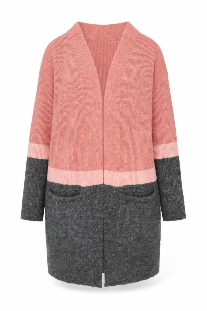 Next Women’s Pink & Grey Long Knit Cardigan Size S Regular Fit