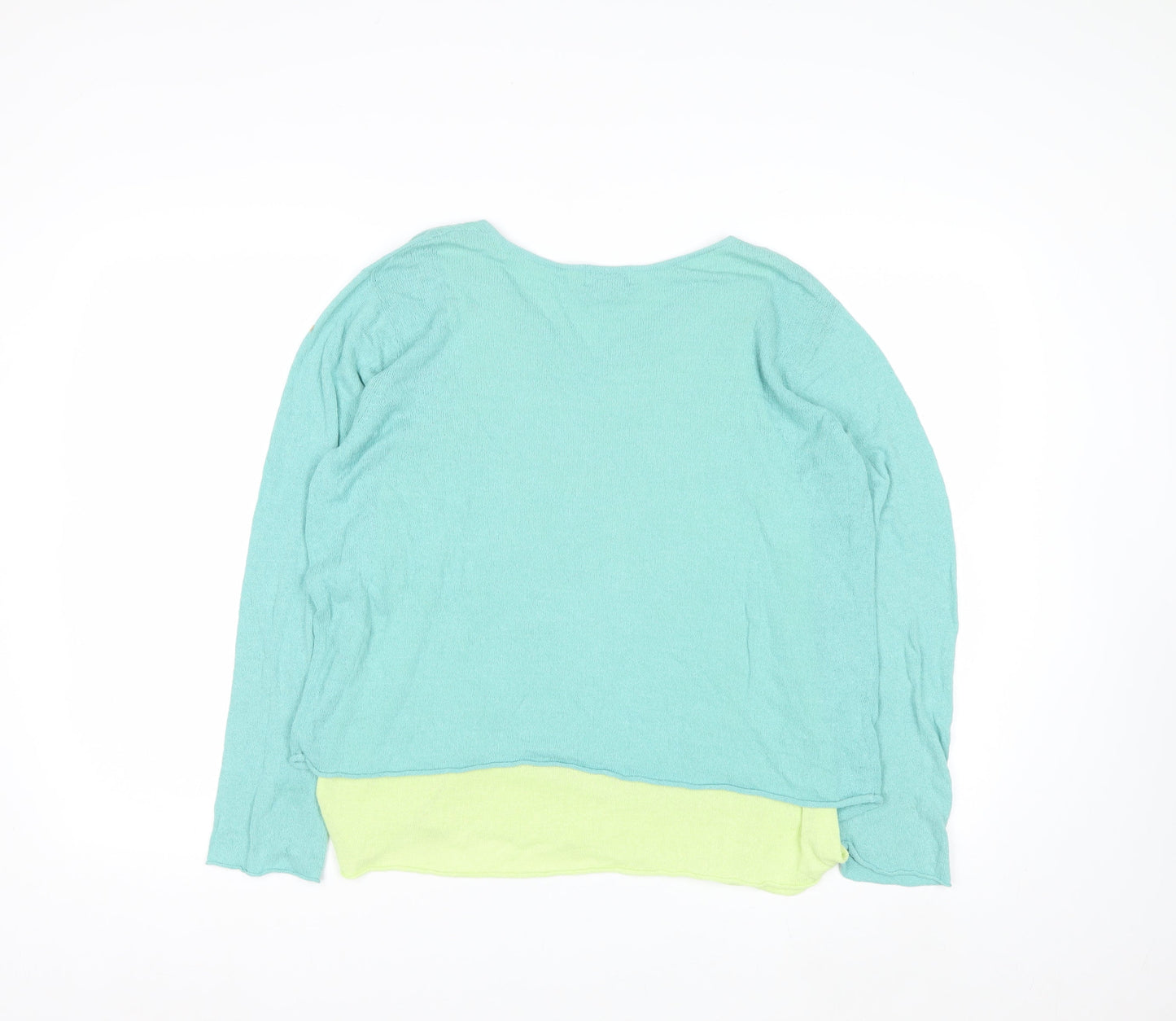 Sigrid Olsen Women Green V-Neck Knit Pullover Jumper Size M