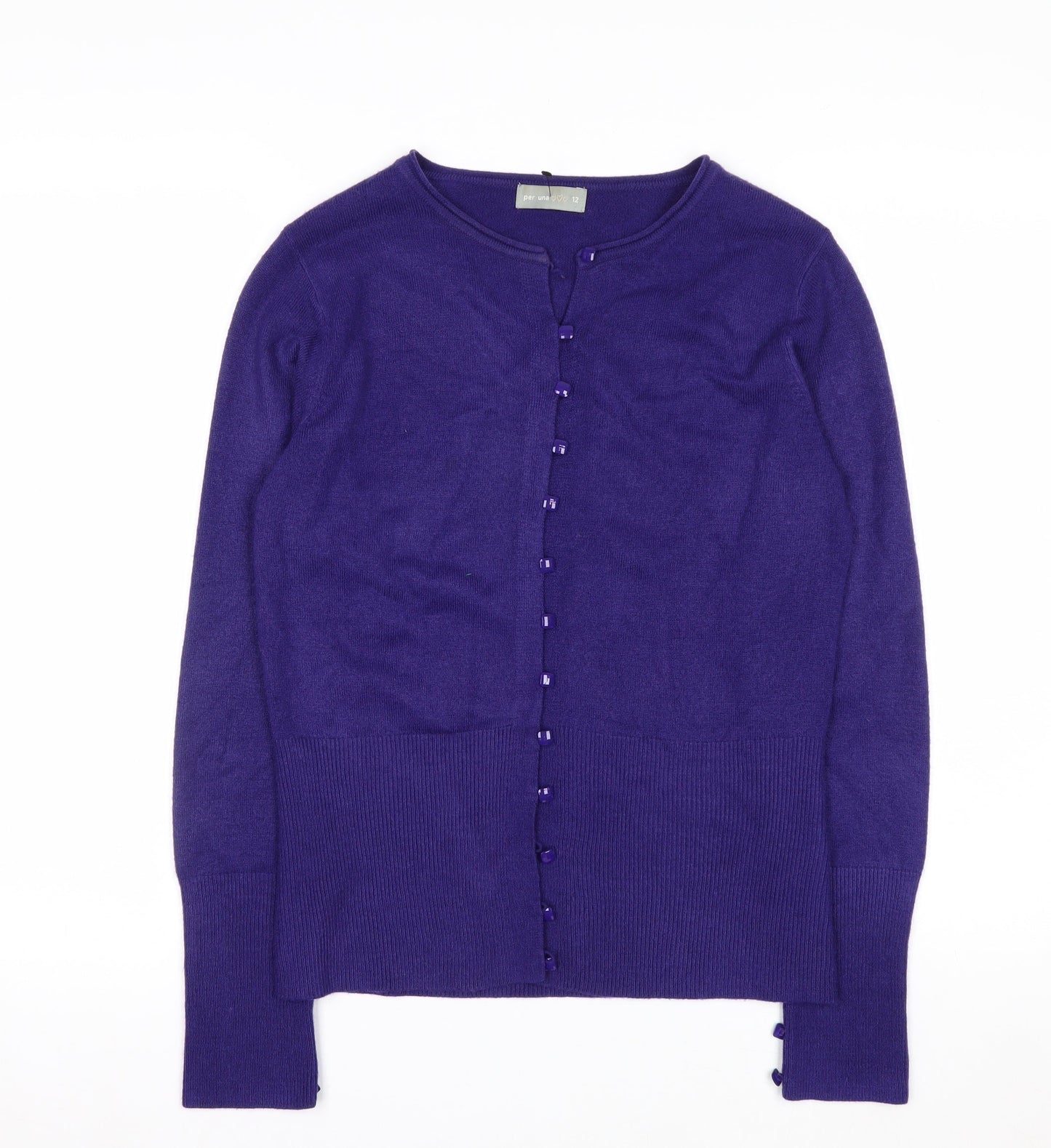 Marks and Spencer Per Una Women's Purple Acrylic Long Sleeve Cardigan Size 12