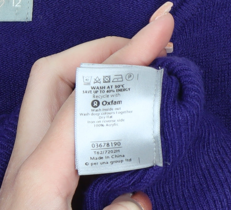 Marks and Spencer Per Una Women's Purple Acrylic Long Sleeve Cardigan Size 12