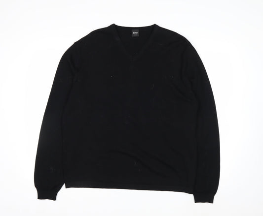 Hugo Boss Men's Black Wool V-Neck Slim Fit Jumper 2XL