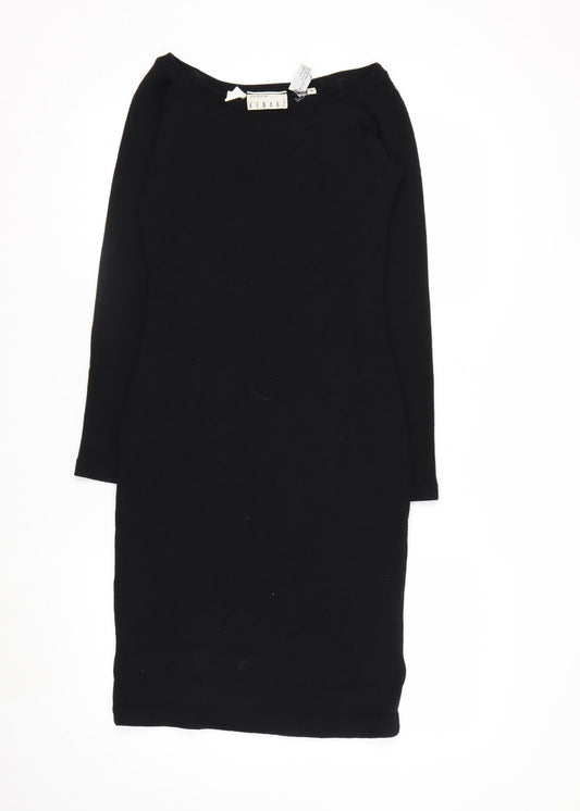 Kenar Women’s Black Wool Bodycon Knee Length Dress Size S