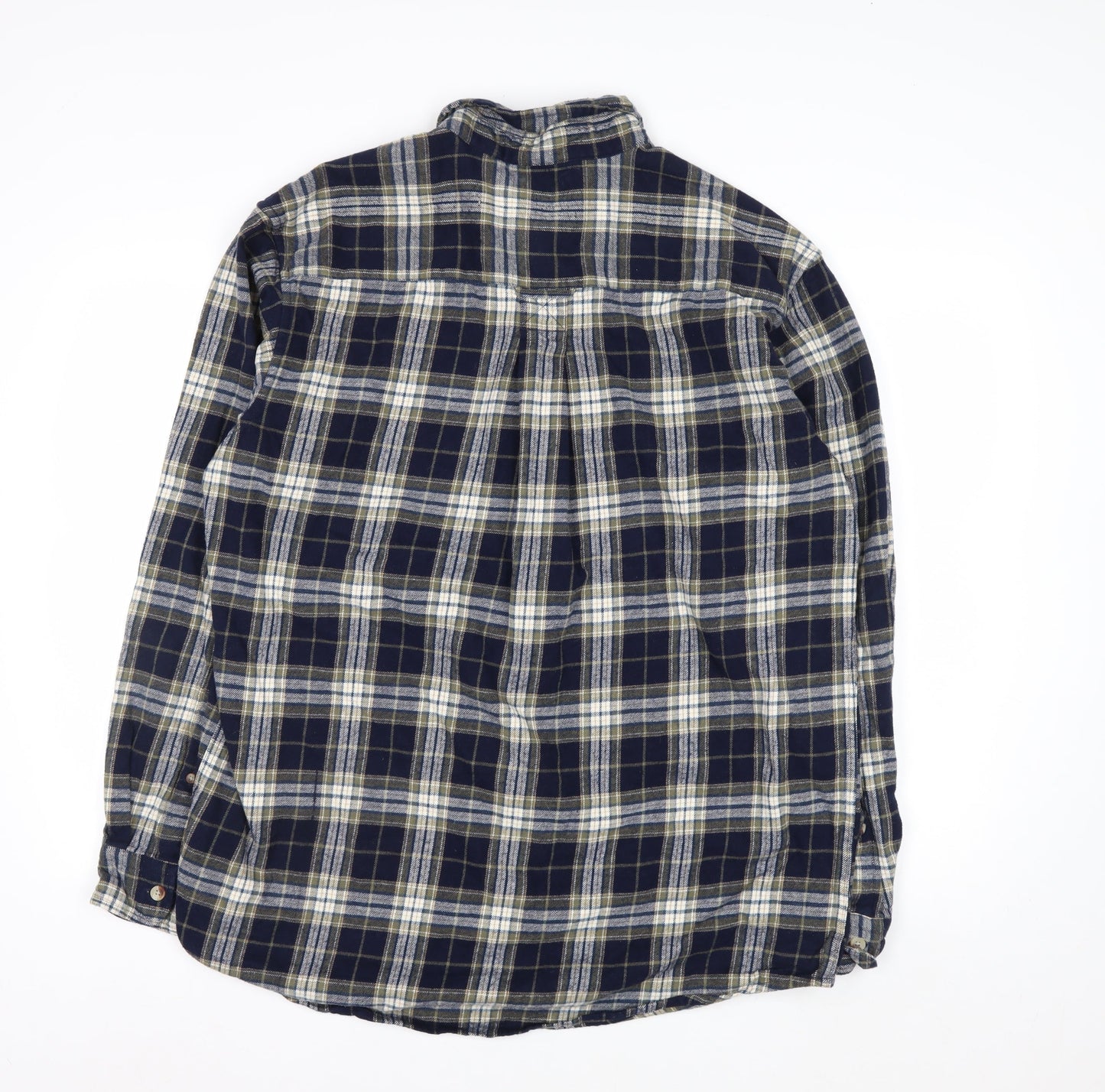 Red Head Men’s Navy Check Cotton Flannel Button-Up Shirt L