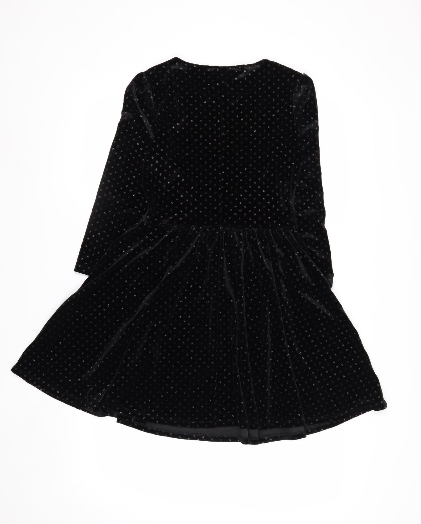 Topshop Women’s Black Velvet Polka Dot Skater Dress Size 6