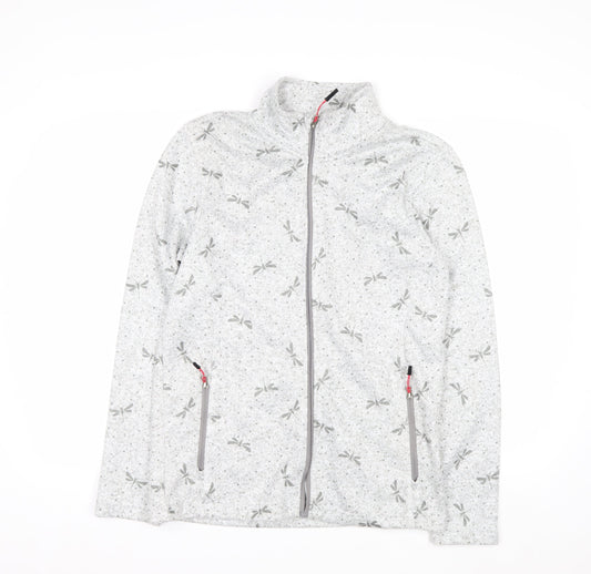 Killtec Womens Grey Full Zip Fleece Jacket Size 12 Dragonfly Print