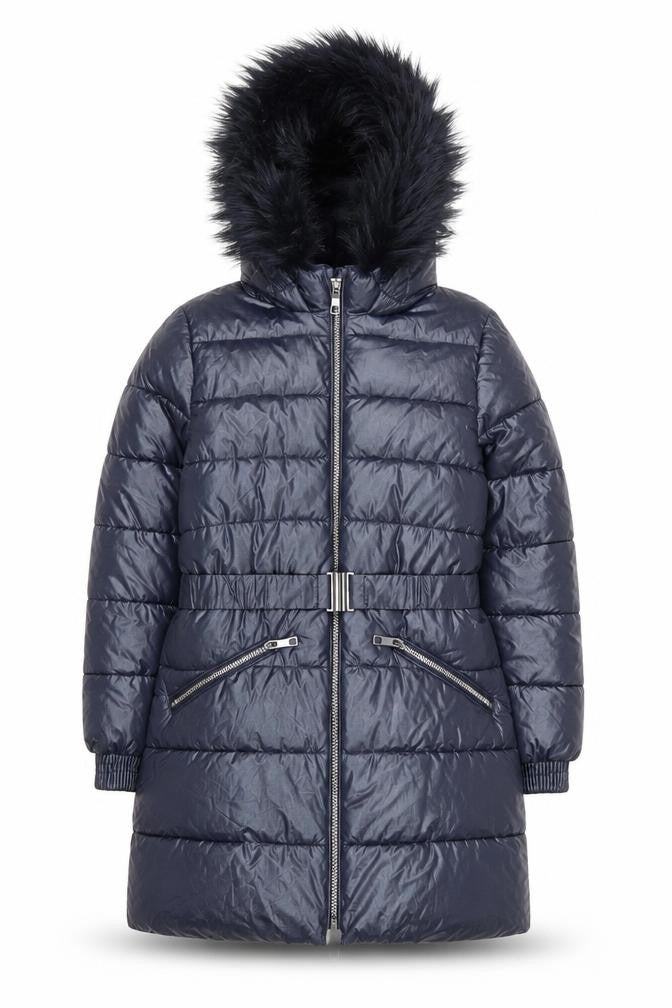 Marks & Spencer Girls Blue Hooded Belted Puffer Coat 11-12 Years
