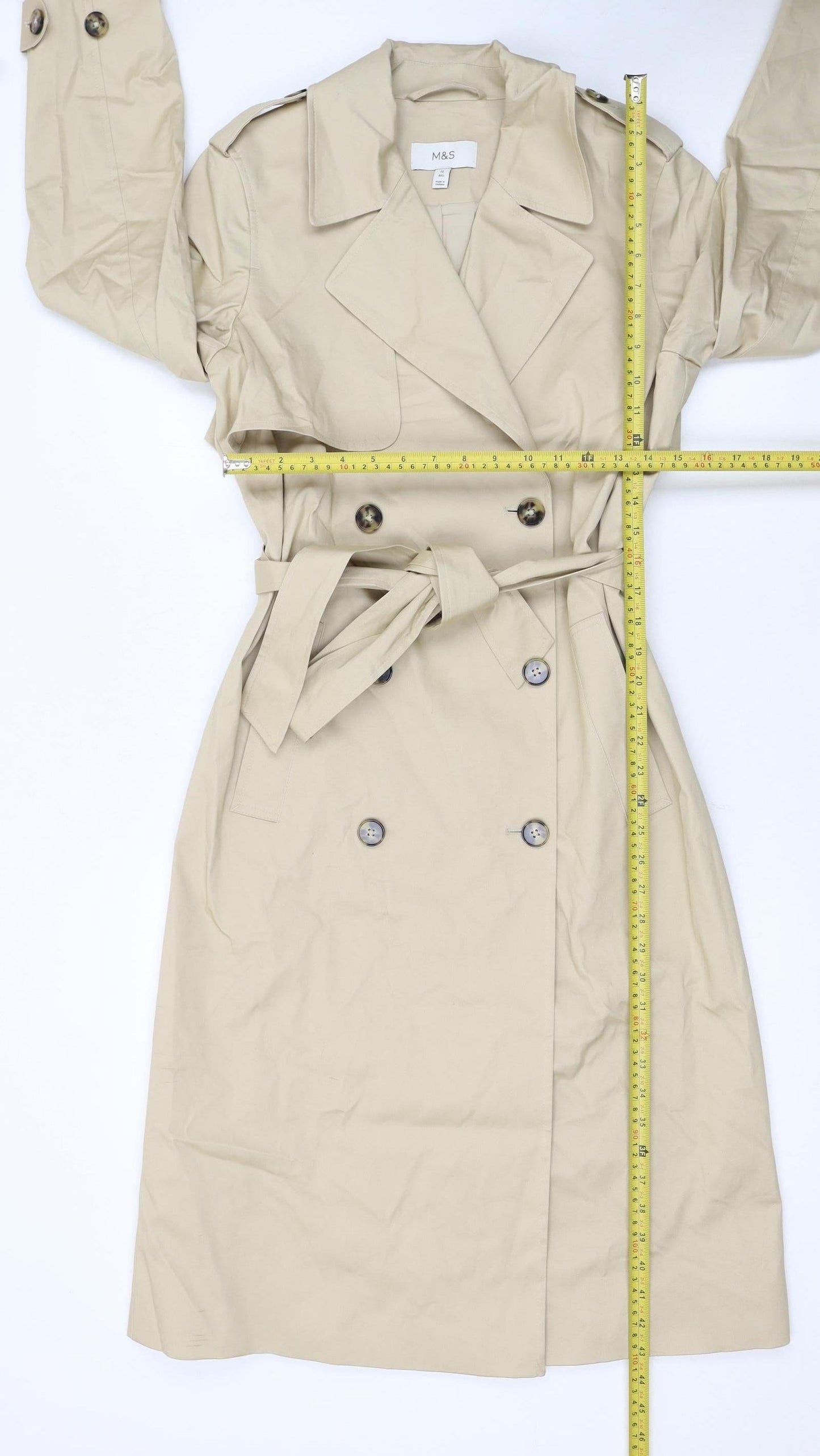Marks and Spencer Women's Beige Long Trench Coat Size 10 Regular
