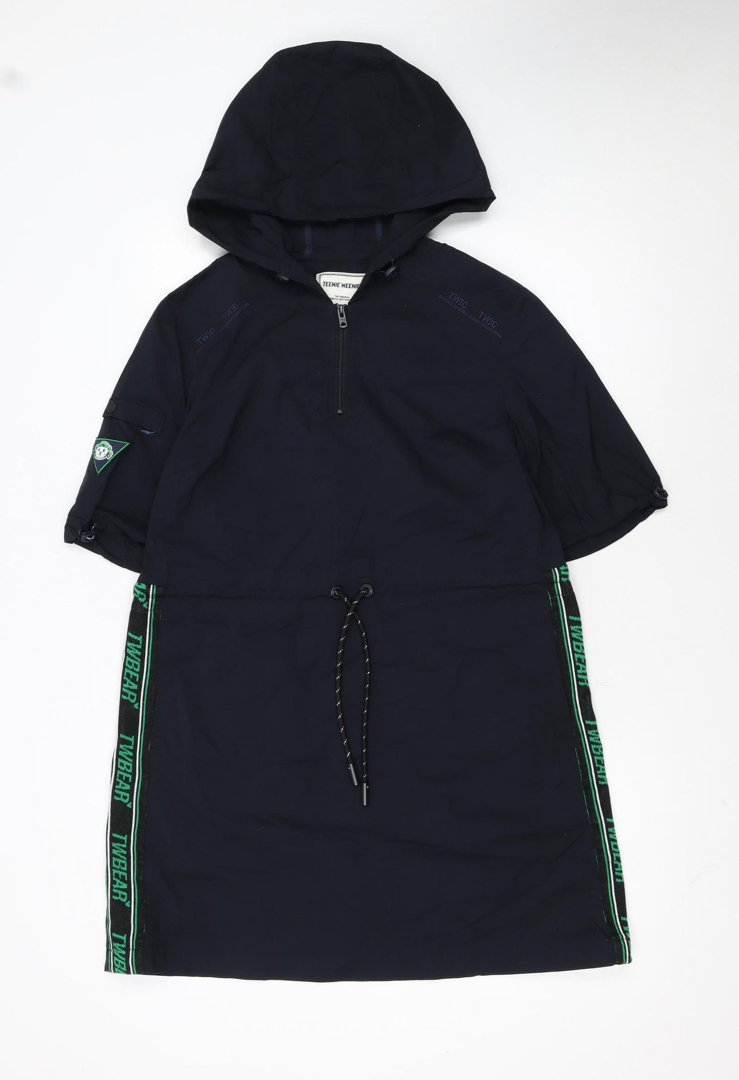 Teenie Weenie Girls Black Hooded Zip Shirt Dress 14 Years Casual Sportswear