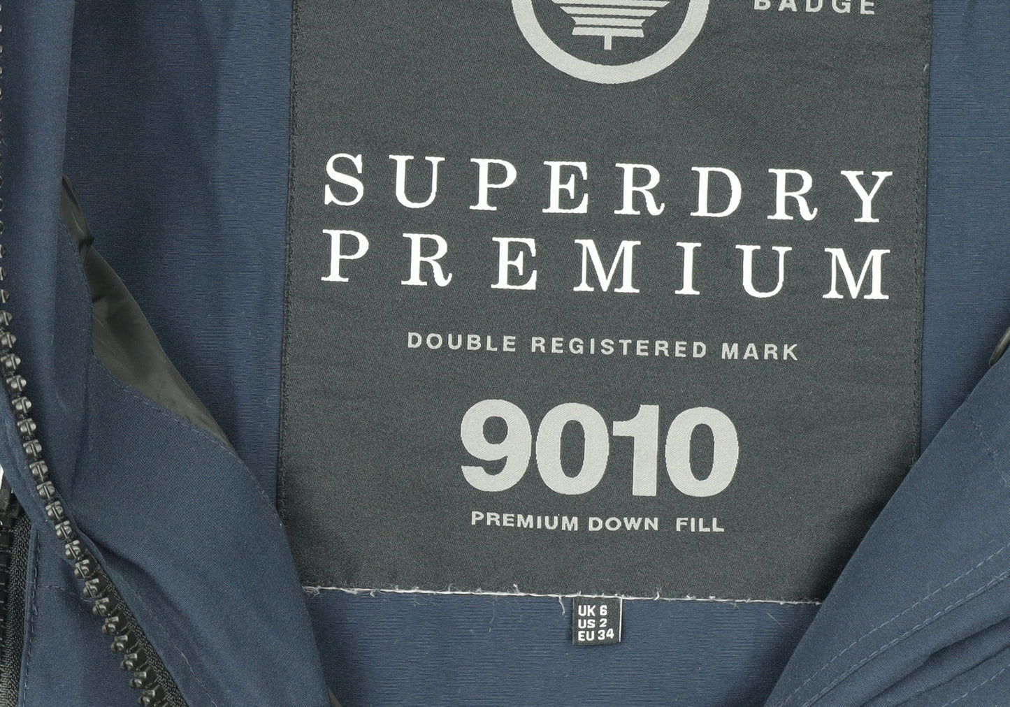 Superdry Women's Blue Size 6 Puffer Jacket with Faux Fur Hood