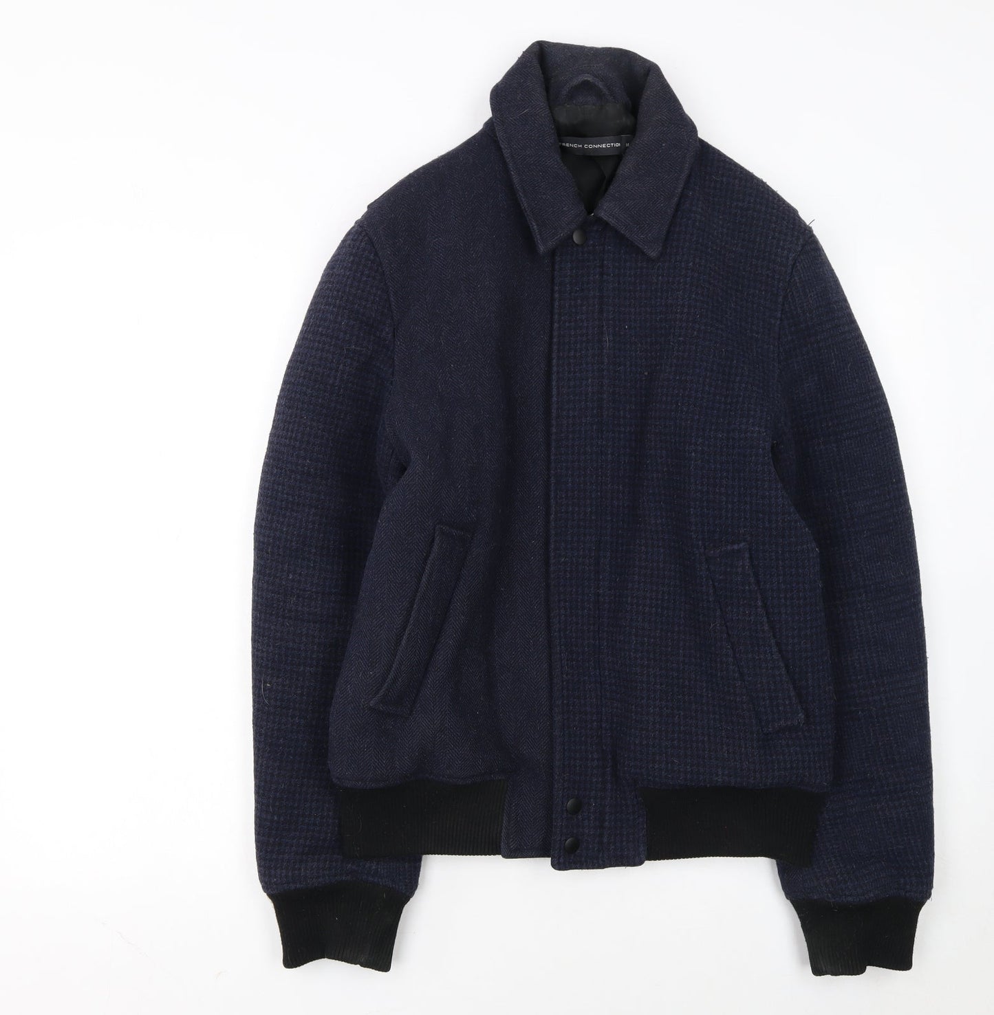 French Connection Men's Blue Wool Bomber Jacket Size M