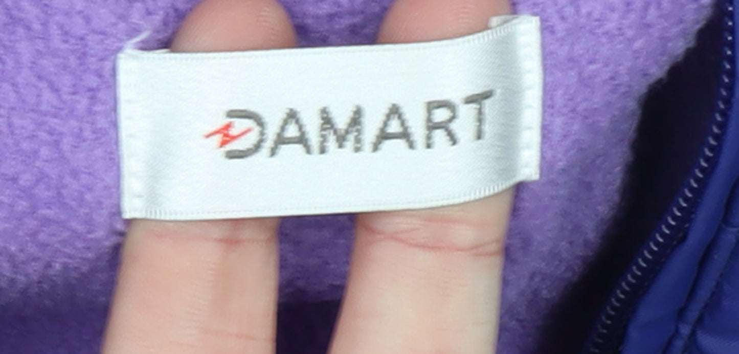 Damart Women Blue Mid-Length Puffer Coat Size 14 Lined Full Zip Jacket
