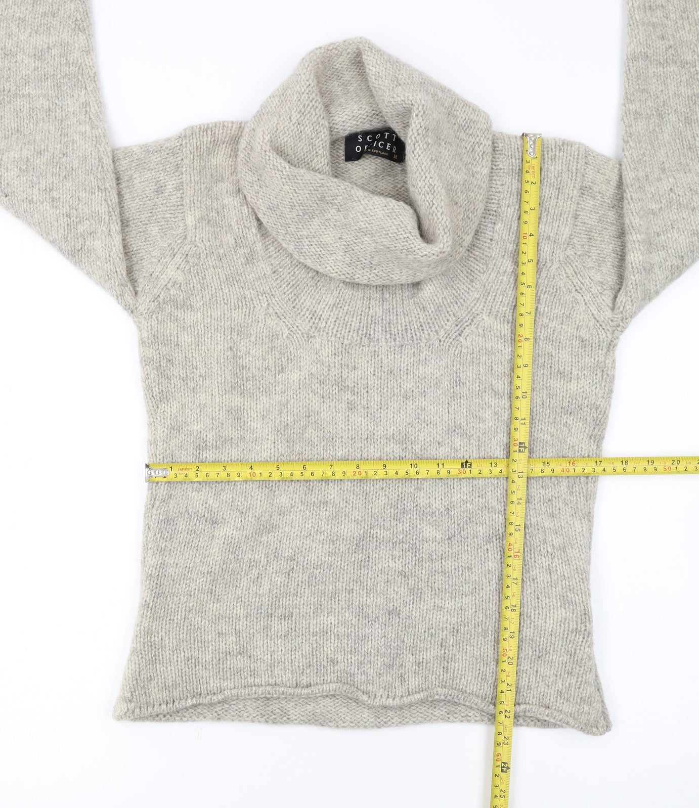 Scott Officer Women's Beige Wool Cowl Neck Jumper Size M