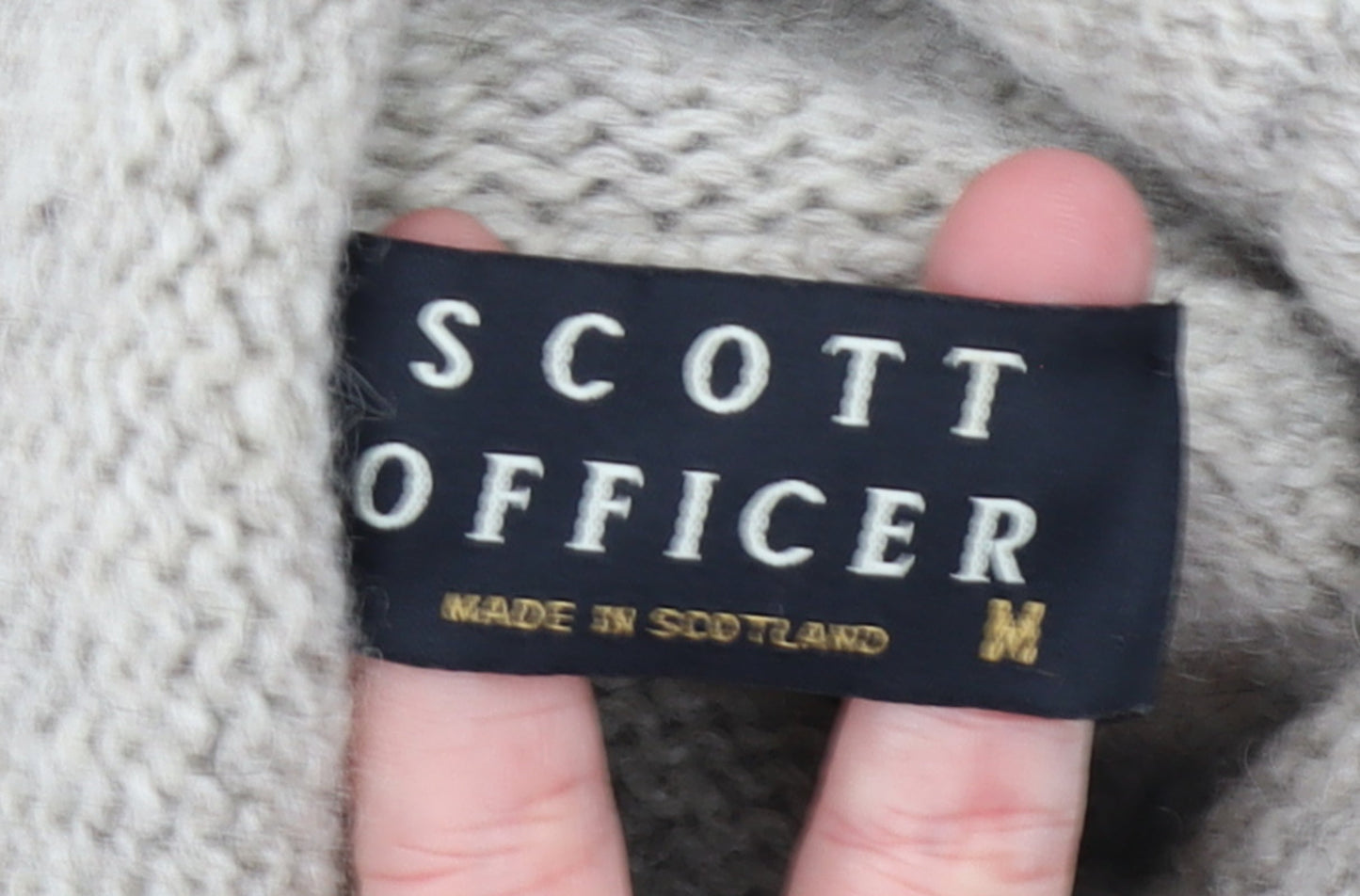 Scott Officer Women's Beige Wool Cowl Neck Jumper Size M
