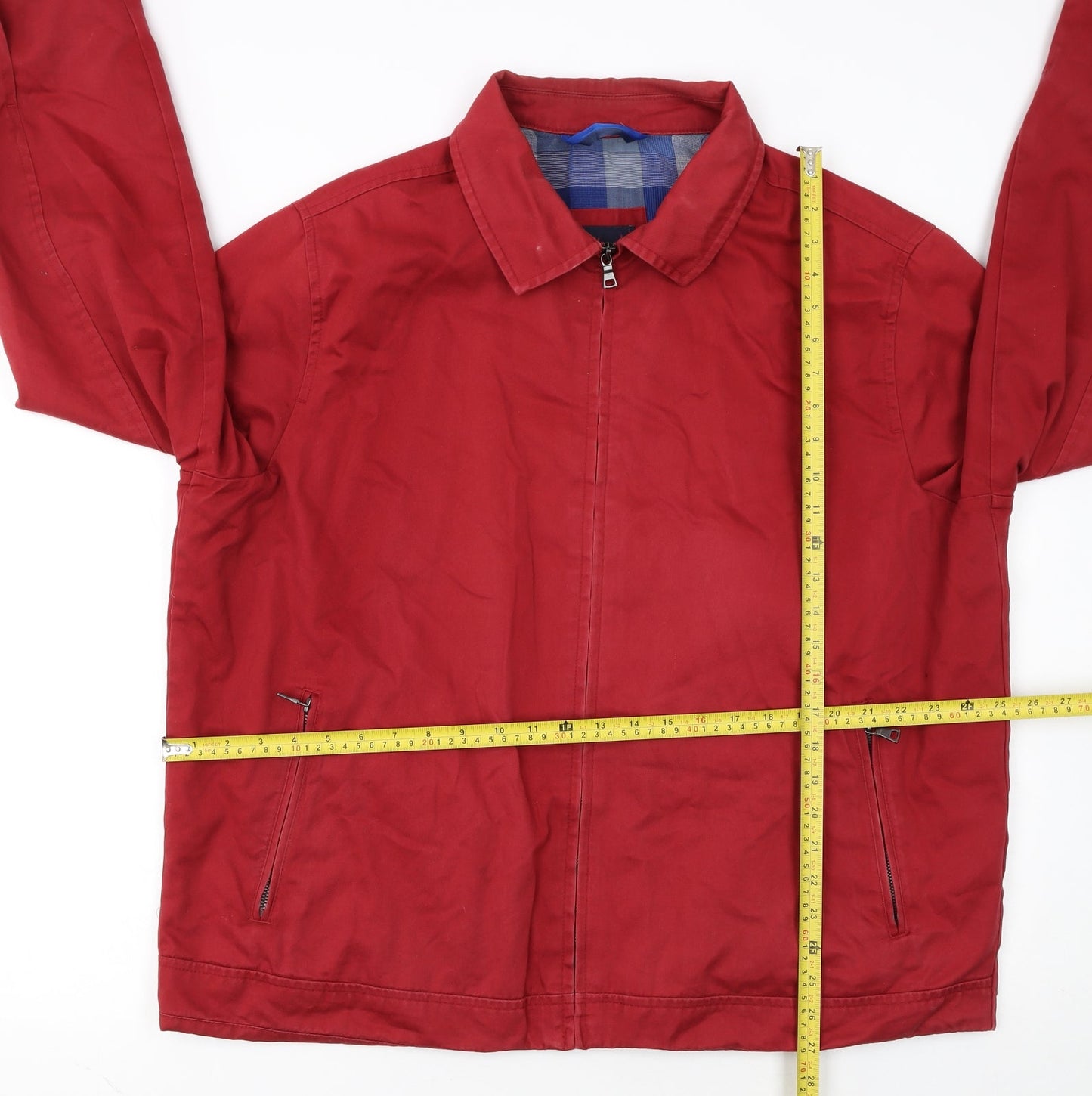 Marks and Spencer Mens Red Cotton Full Zip Jacket 2XL Casual